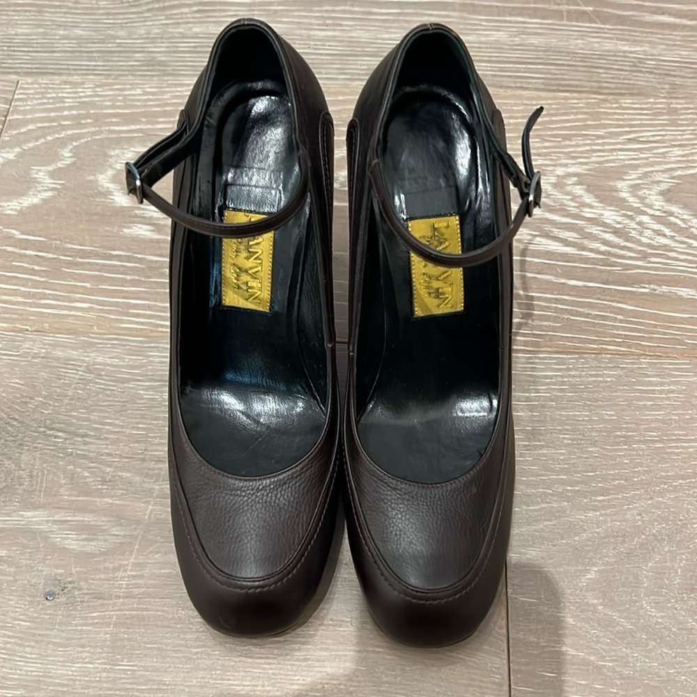 Lanvin shoes, brown leather, shiny heel 4,5 inch, size 40